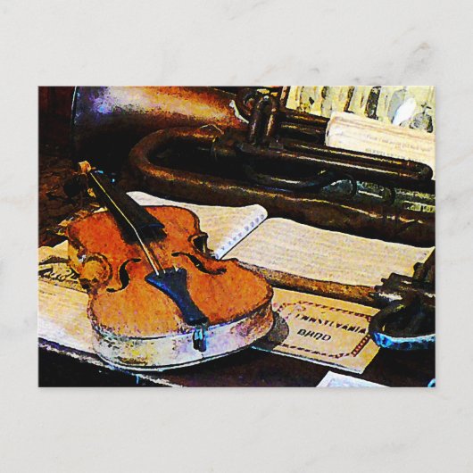Violin en Bugle Briefkaart (Voorkant)