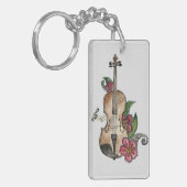 Violin en Flowers op een Sleutelhanger (Voorkant Links)