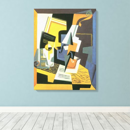 Violin en glas door Juan Gris,  Cubisme Canvas Afdruk (Insitu (Houten vloer))