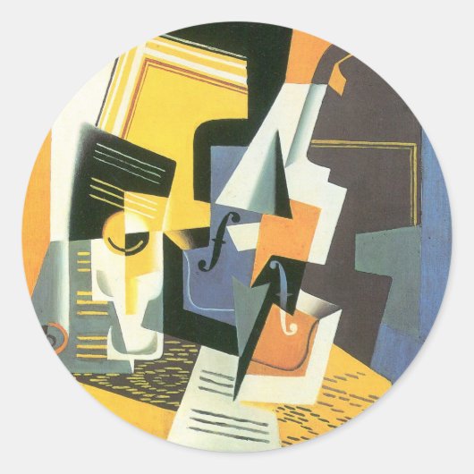 Violin en glas door Juan Gris, Cubisme Ronde Sticker (Voorkant)