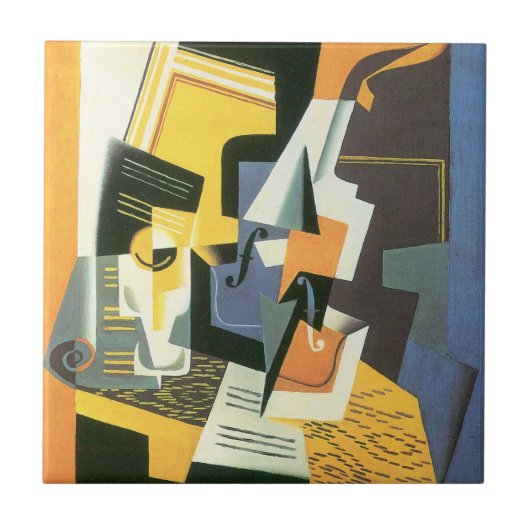 Violin en glas door Juan Gris,  Cubisme Tegeltje (Voorkant)