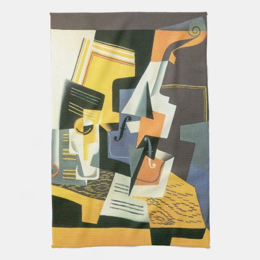 Violin en glas door Juan Gris,  Cubisme Theedoek (Verticaal)