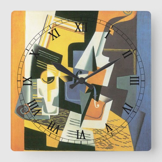 Violin en glas door Juan Gris,  Cubisme Vierkante Klok (Voorkant)