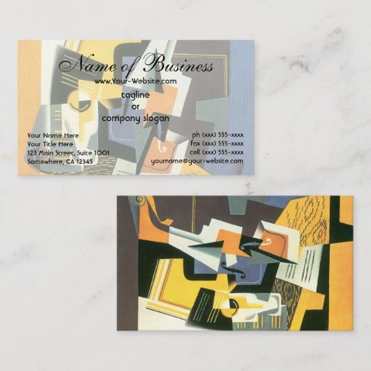 Violin en glas door Juan Gris,  Cubisme Visitekaartje (Voorkant / Achterkant)