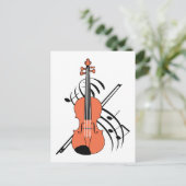 Violin en muziek briefkaart (Staand voorkant)