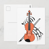 Violin en muziek briefkaart (Voorkant / Achterkant)