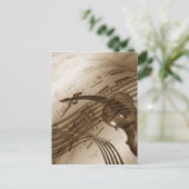  Violin en muziek op vel Briefkaart (Staand voorkant)