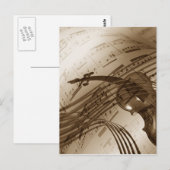  Violin en muziek op vel Briefkaart (Voorkant / Achterkant)