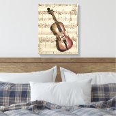 Violin en muziek op vel Canvas Afdruk (Insitu (Slaapkamer))