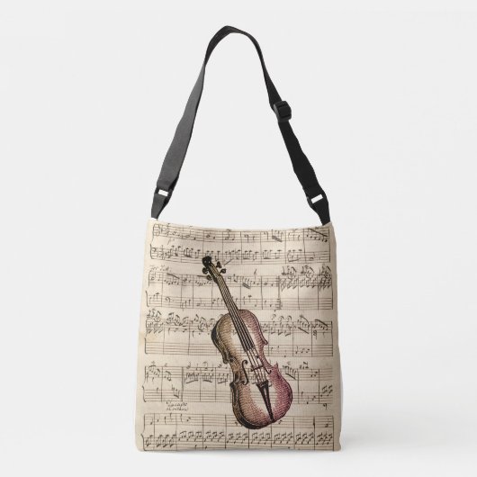 Violin en muziek op vel Crossbody Tas (Achterkant)