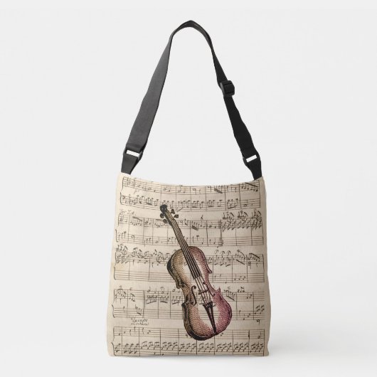 Violin en muziek op vel Crossbody Tas (Voorkant)