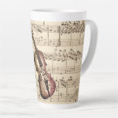 Violin en muziek op vel Latte Mok (Rechterhoek)