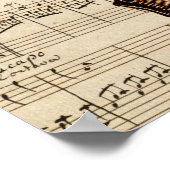  Violin en muziek op vel Poster (Hoek)