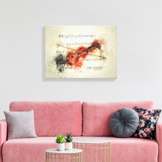 Violin en muziekblad canvas afdruk (Insitu (Woonkamer))