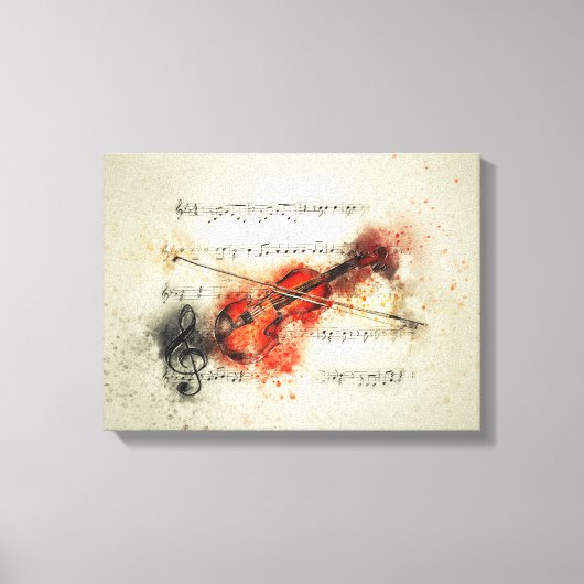 Violin en muziekblad  canvas afdruk (Voorkant)