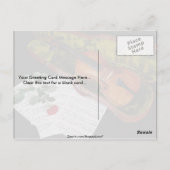 Violin en rode roos op zwarte achtergrond briefkaart (Achterkant)