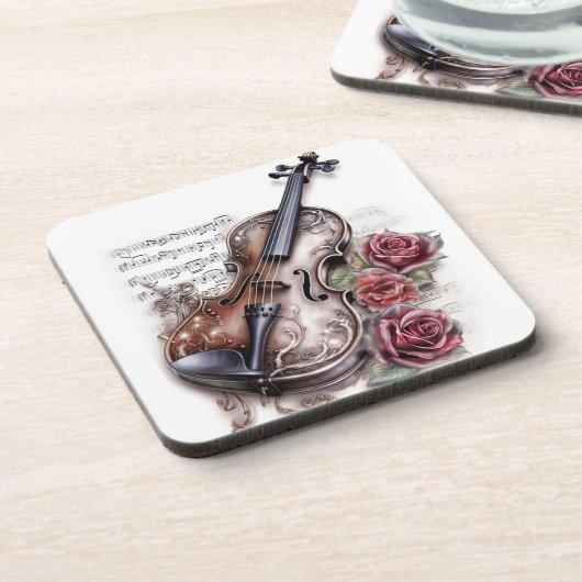 Violin en Rozen Bier Onderzetter (Linkerzijde)