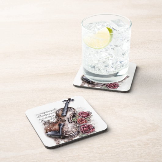 Violin en Rozen Bier Onderzetter (Rechterzijde)