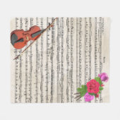 Violin en Rozen  muziekontwerp Fleece Deken (Voorkant (Horizontaal))