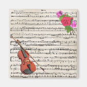 Violin en Rozen  muziekontwerp Magneet (Voorkant)