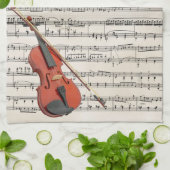 Violin en Rozen muziekontwerp Theedoek (Gevouwen)