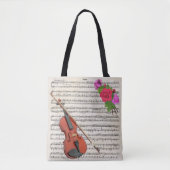 Violin en Rozen muziekontwerp Tote Bag (Voorkant)
