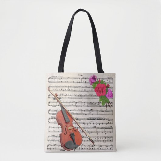 Violin en Rozen muziekontwerp Tote Bag (Voorkant)