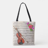 Violin en Rozen muziekontwerp Tote Bag (Achterkant)