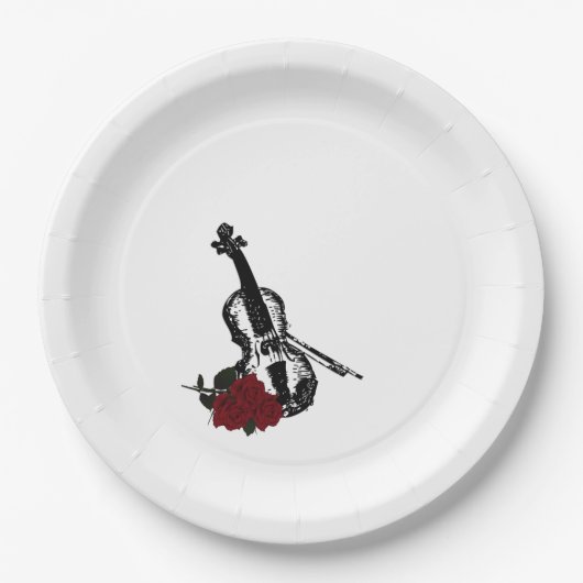 Violin en Rozen Papieren Bordje (Voorkant)