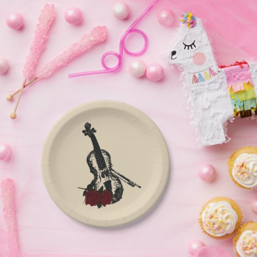Violin en Rozen Papieren Bordje (Feest)