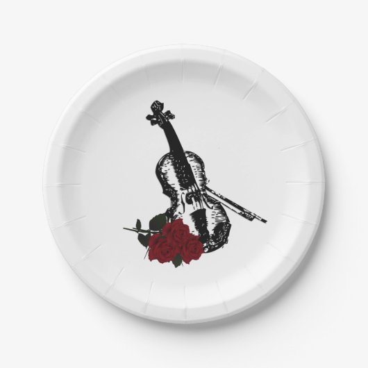 Violin en Rozen Papieren Bordje (Voorkant)
