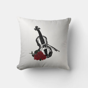 Violin en Rozen Silver Kussen