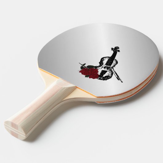 Violin en Rozen Silver Tafeltennisbatje (Achterkant Gekanteld)