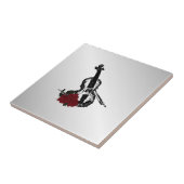 Violin en Rozen Silver Tegeltje (Zijkant)