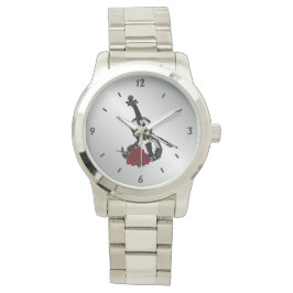 Violin en Rozen Vier cijfers Horloge