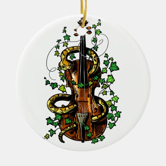 Violin en slang keramisch ornament (Voorkant)