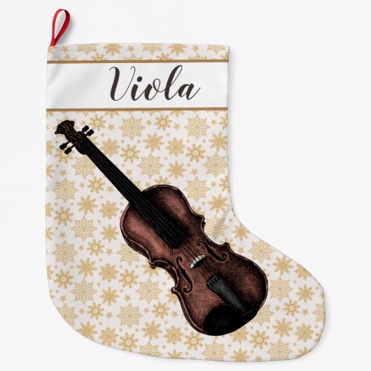 Violin en Snowflakes Grote Kerstsok (Voorkant)