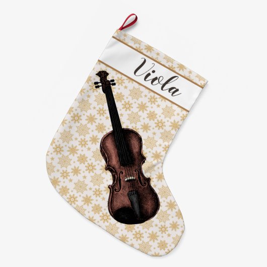 Violin en Snowflakes Grote Kerstsok (Voorkant (Hangend))