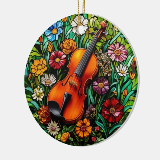 Violin Floral Keramisch Ornament (Links)