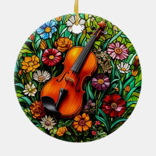 Violin Floral Keramisch Ornament (Achterkant)