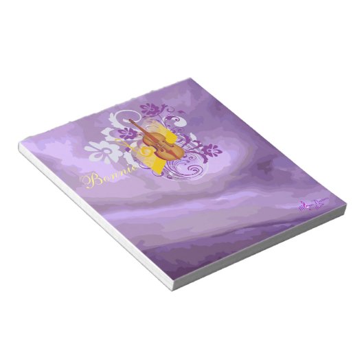 Violin Floral Paars Abstract klein Notitieblok (Schuin)