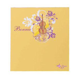 Violin Floral Swirl Gold Small Note Pad Notitieblok