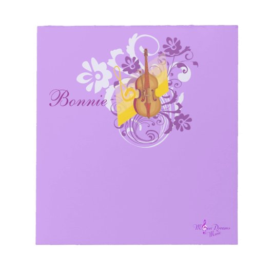Violin Floral Swirl Paars Small Note Pad Notitieblok (Voorkant)