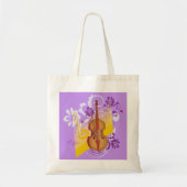 Violin Floral Swirl Paarse Budget Canvas tas (Voorkant)
