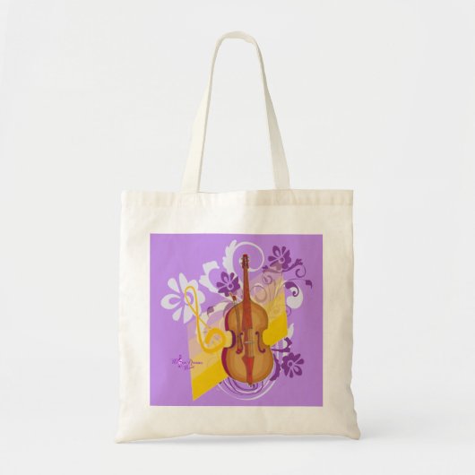 Violin Floral Swirl Paarse Budget Canvas tas (Voorkant)