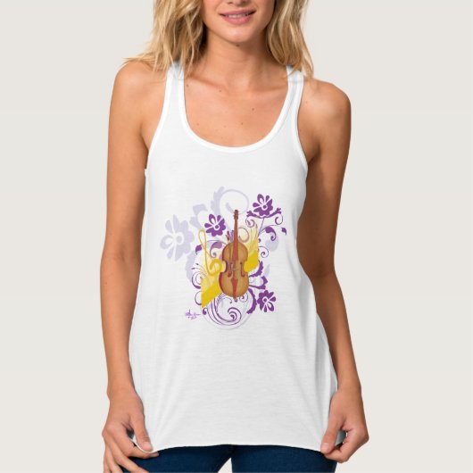 Violin Floral Swirl Racerback Tanktop (Voorkant)