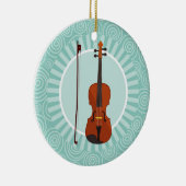Violin Fun Turquoise Swirl Music Keramisch Ornament (Rechts)
