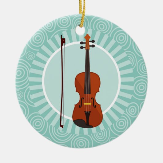 Violin Fun Turquoise Swirl Music Keramisch Ornament (Voorkant)