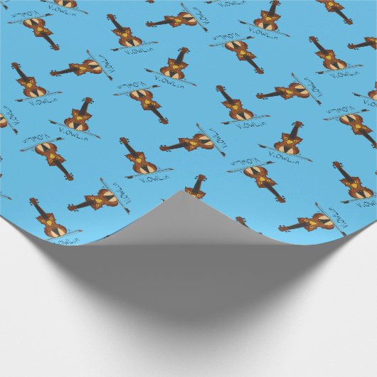 Violin Funny Musician Cartoon Cadeaupapier (Hoek)