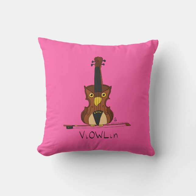 Violin Funny Musician Cartoon Kussen (Voorkant)